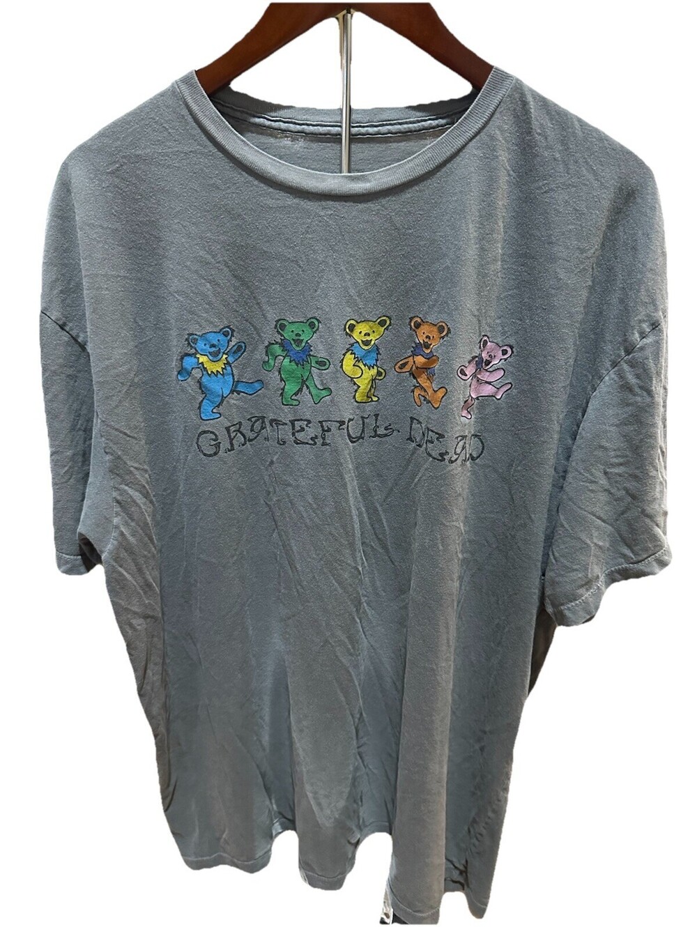 Grateful Dead Dancing Bears T Shirt XXL Gray Faded Distressed Band Tee Mens